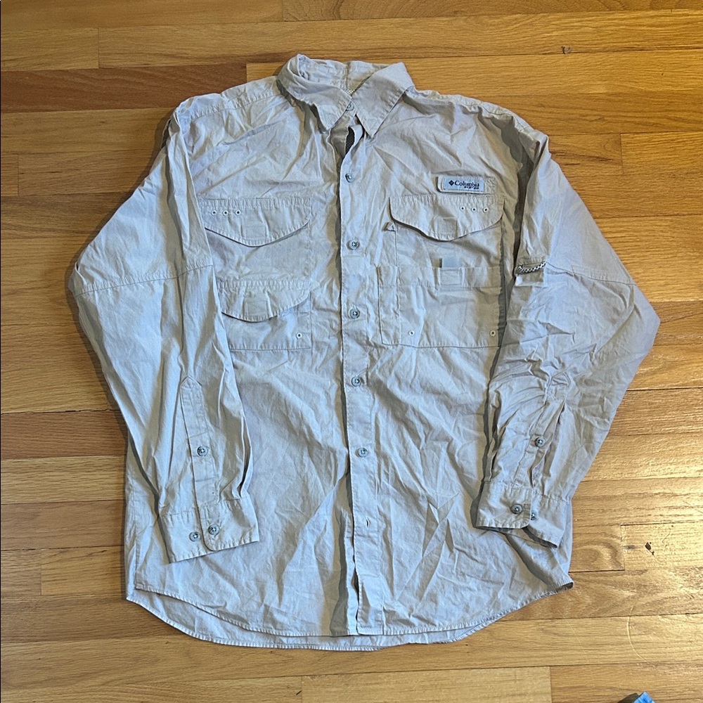 Columbia Men's PFG Light Tan Button up Long Sleeve